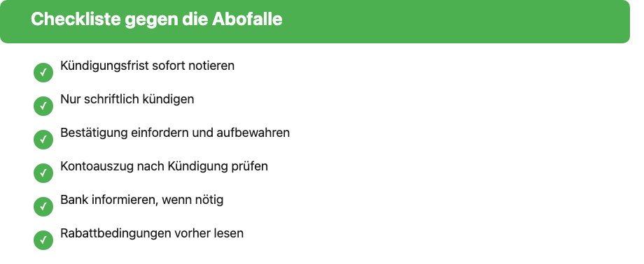 Checkliste gegen die HelloFresh Abofalle mit sechs Schritten