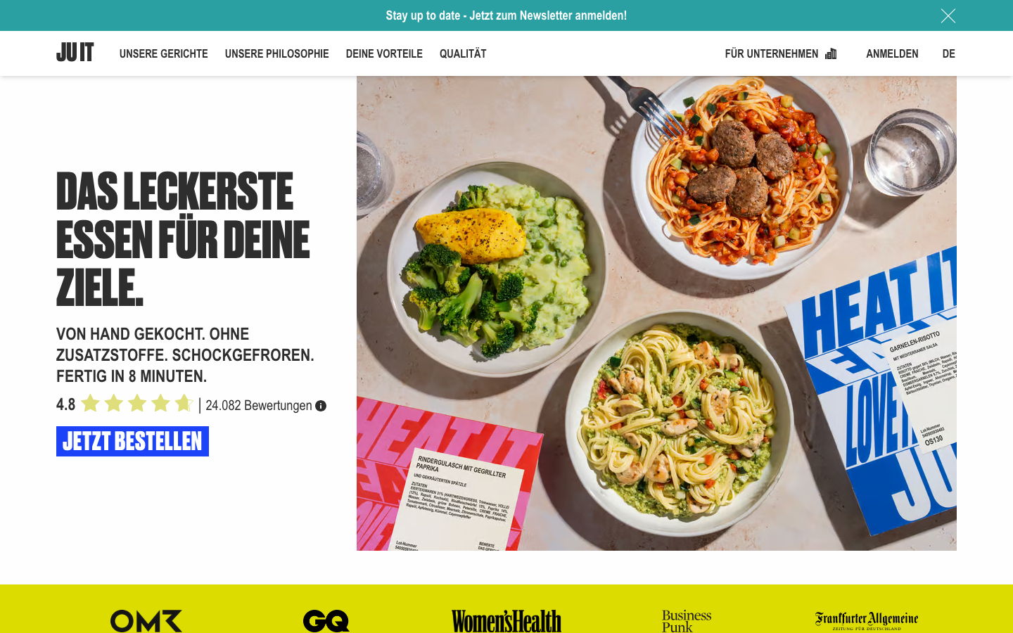Juit Homepage: Vegane Fertigmahlzeiten