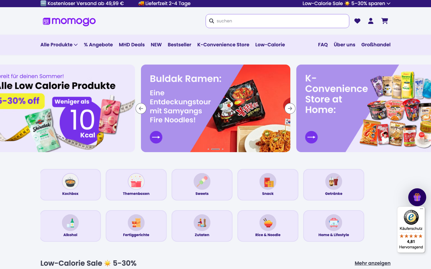 Momogo Homepage: Asiatische Kochboxen und Lebensmittel