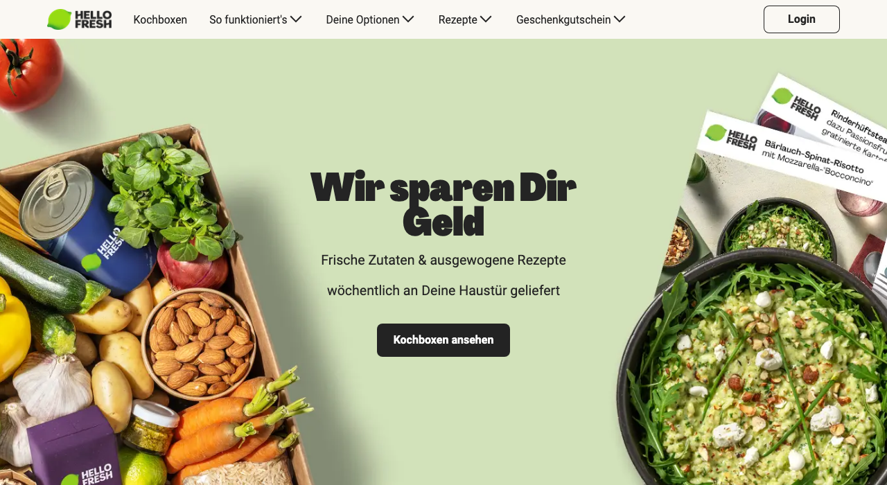 HelloFresh Startseite 2026: Kochbox-Angebot mit Neukundenrabatt