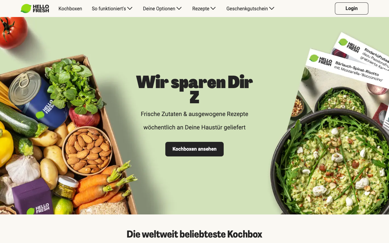 HelloFresh Website Homepage – hellofresh.de
