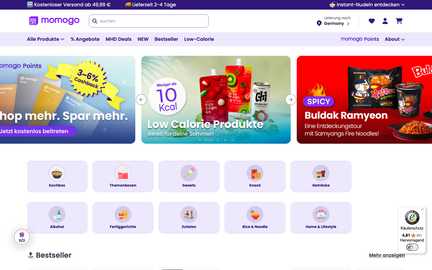 momogo Homepage: Asiatische Kochboxen ohne Abo
