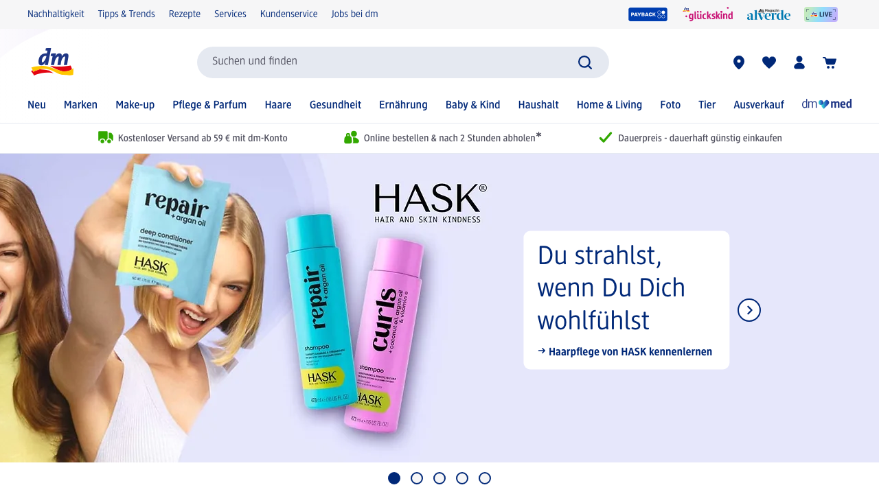 dm Drogeriemarkt Startseite 2026 mit dmBio Produktsortiment